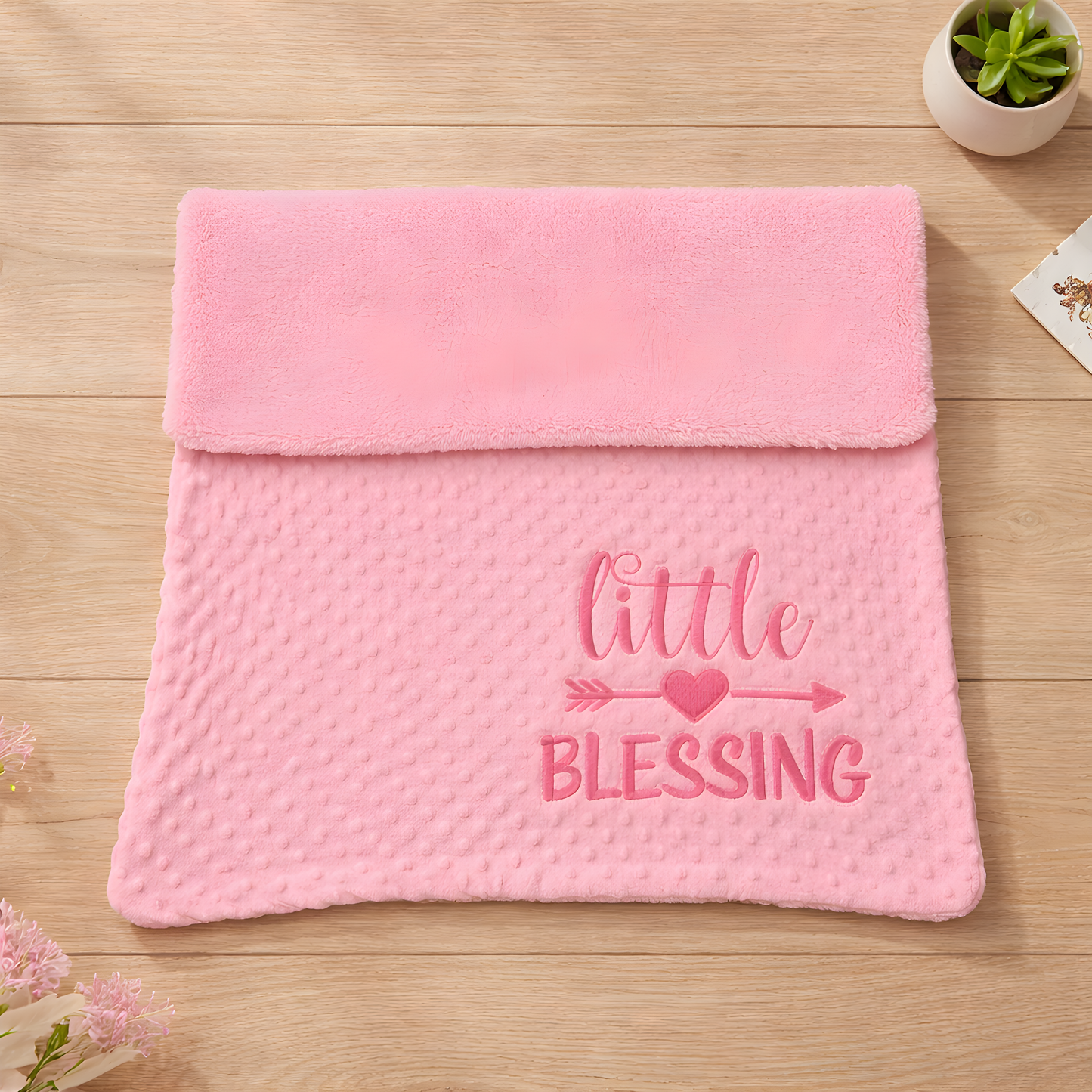 “Little Blessing” Embroidered Baby Blanket
