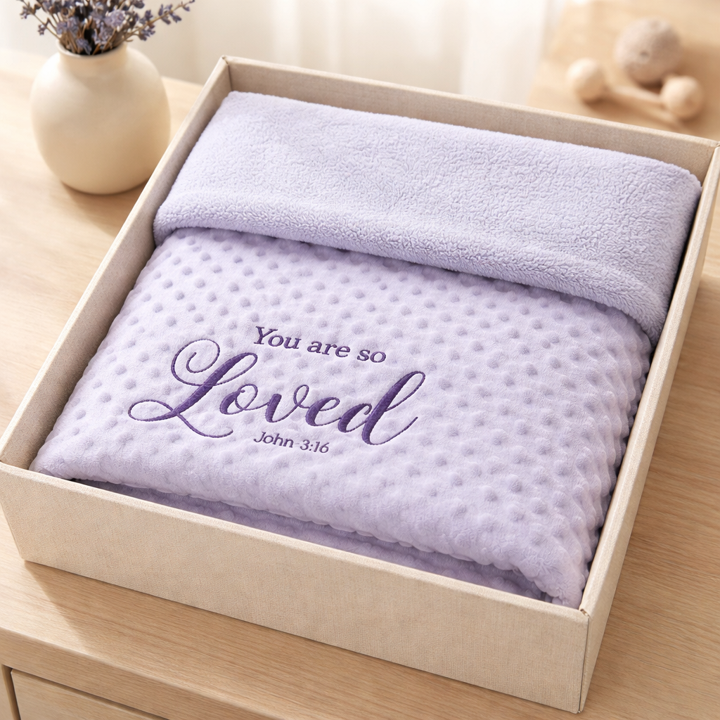 “You Are So Loved” Luxury Embroidered Baby Blanket – John 3:16