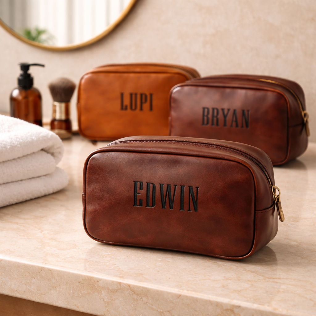 Personalized Leather Toiletry Bag