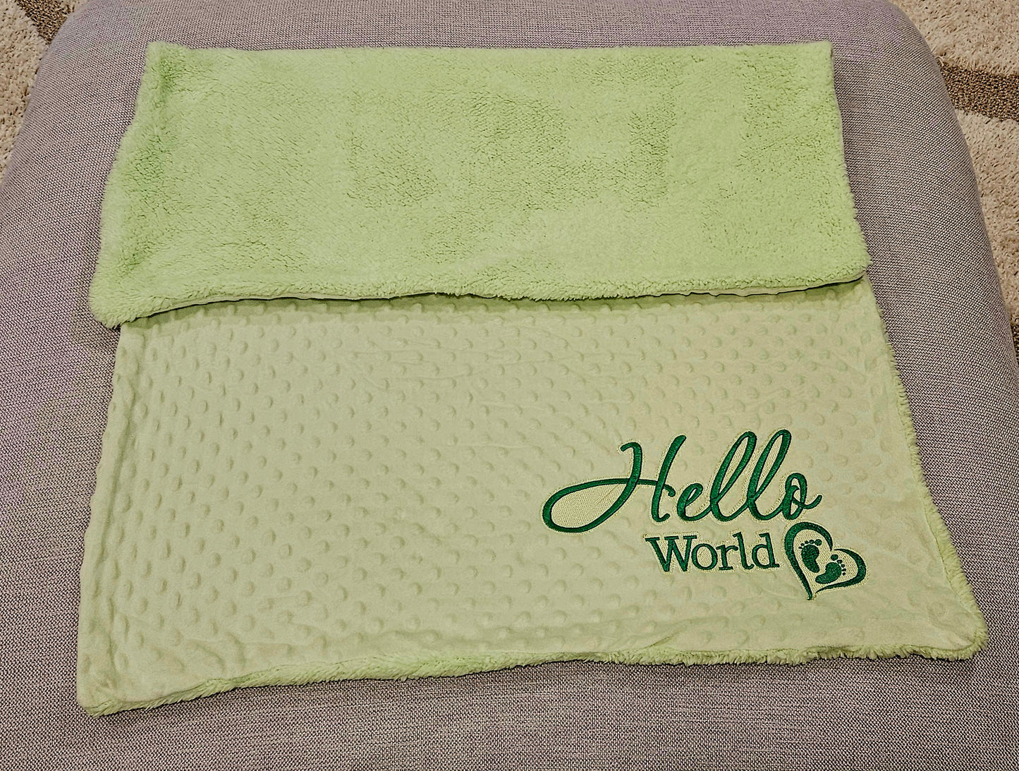 “Hello World” Embroidered Baby Blanket